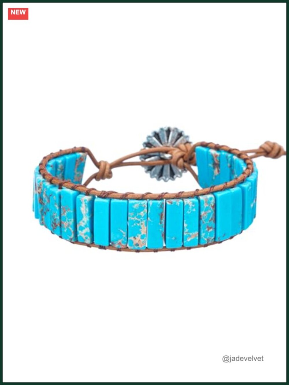 Handmade Natural Stone Leather Wrap Bracelet Adjustable Boho